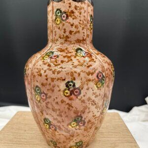 Erphila Art Pottery Czecho Slavakia Pink Green Yellow Floral Vase Czechoslovakia